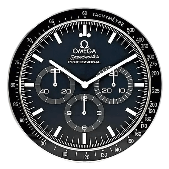 Horloge Murale de Luxe Omega Speedmaster - Élégance et Précision Intemporelle - Passeport Cases