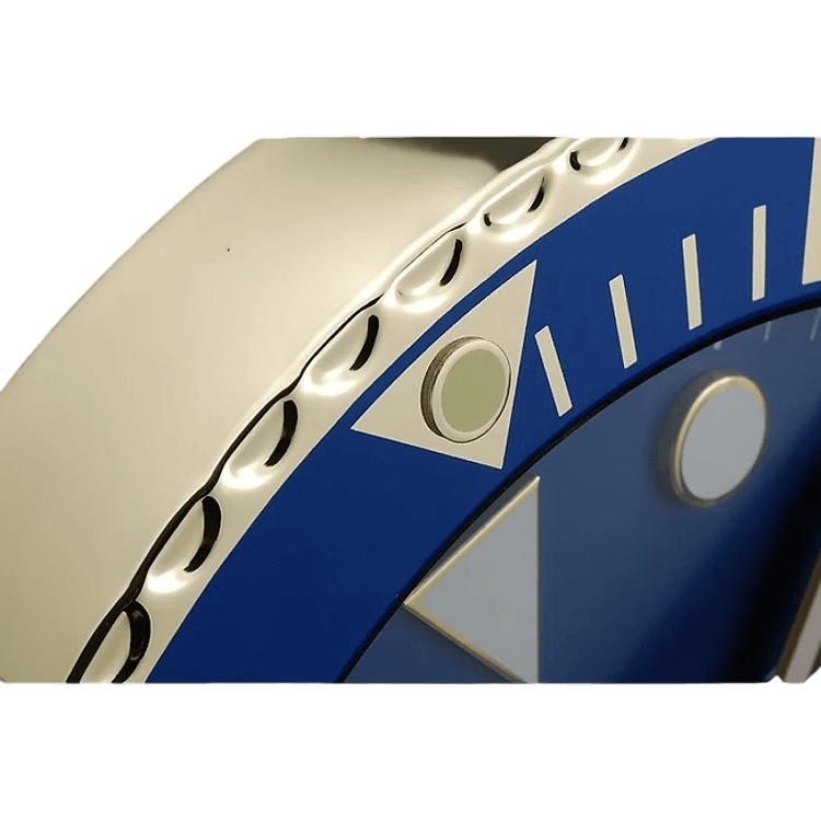Horloge Murale de Luxe Bleu et Or - Inspirée de la Rolex Submariner - Passeport Cases