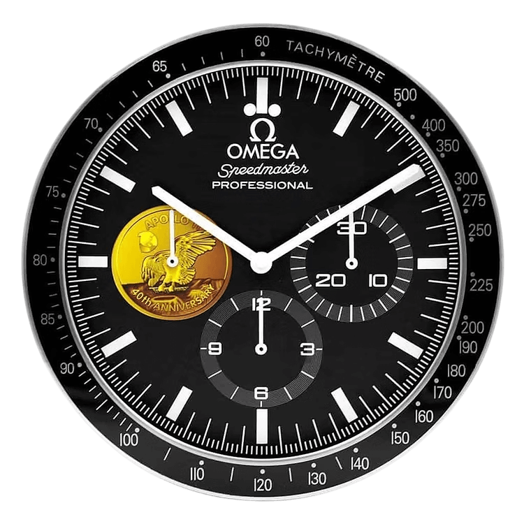 Horloge Murale Luxe Omega Speedmaster Design Élégant et Précis - Passeport Cases