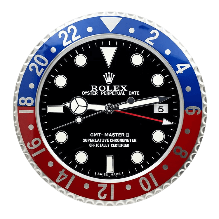 Horloge Murale de Luxe Rolex GMT Master II Pepsi - Design Éblouissant et Précision Inégalée - Passeport Cases