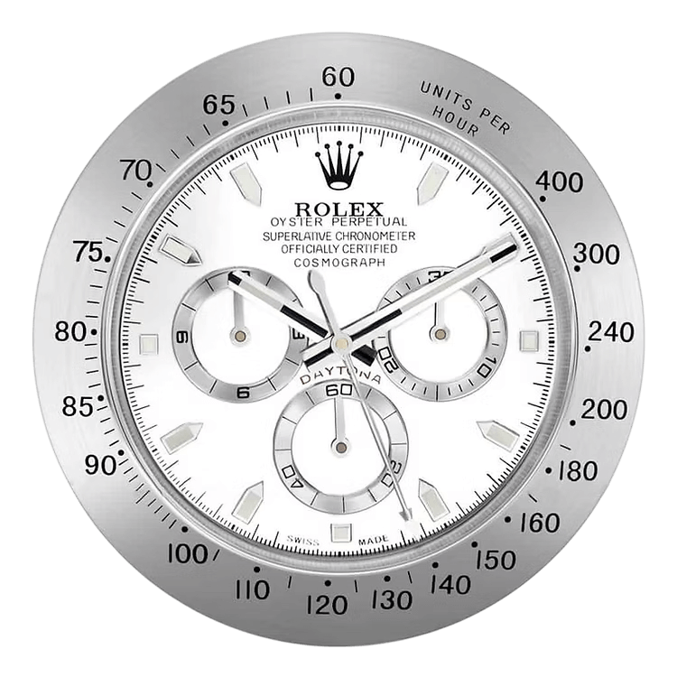 Horloge Murale Design Luxe Daytona Argenté - Élégance et Précision Intemporelle - Passeport Cases