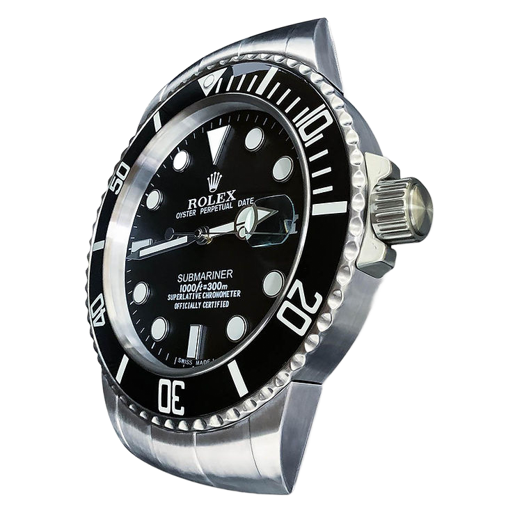 Horloge murale XL inspirée Rolex Submariner noire - Passeport Cases